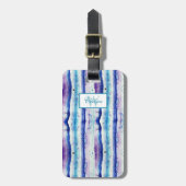 アートティール（緑がかった色）、ネイビーブルー、紫の水色のストリーク ラゲッジタグ (正面縦)