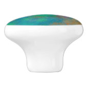 アートティール(緑がかった色)ピンク緑のフェイク黄金の模様 セラミックノブ (側面)