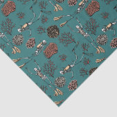 アートティール(緑がかった色)ブルースイミングスキューバダイバーコーラルスケッチ 薄葉紙 (詳細)