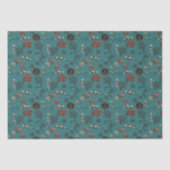 アートティール(緑がかった色)ブルースイミングスキューバダイバーコーラルスケッチ 薄葉紙 (正面)