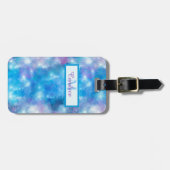 アートティール（緑がかった色）、青王室の色、紫の水色の縞模様 ラゲッジタグ (正面横)