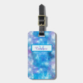 アートティール（緑がかった色）、青王室の色、紫の水色の縞模様 ラゲッジタグ (正面縦)