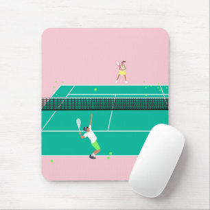 アートテモダンニスの試合選手、ピンクグリーン   マウスパッド
