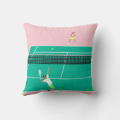 アートテモダンニスマッチ選手ピンクグリーン クッション (裏面)
