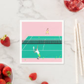 アートテモダンニスマッチ選手ピンクグリーン スタンダードカクテルナプキン (インサイチュ)