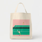 アートテモダンニスマッチ選手ピンクグリーン トートバッグ (正面)