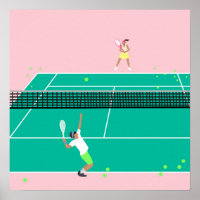 アートテモダンニスマッチ選手ピンクグリーン