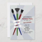 アートテーマ少年の誕生日パーティーへの招待 招待状 (正面)