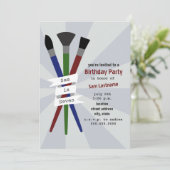 アートテーマ少年の誕生日パーティーへの招待 招待状 (スタンド正面)