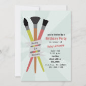 アートテーマ誕生日パーティーへの招待 招待状 (正面)