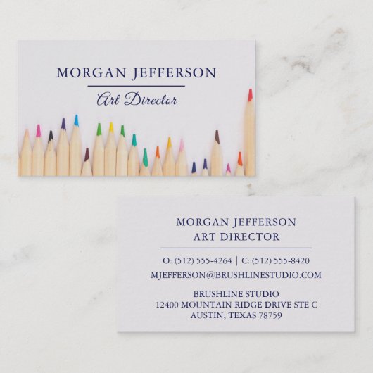 アートディレクターアーティストスタジオギャラリー色鉛筆 名刺 (正面/裏面)