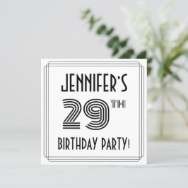 アートデコにインスパイアされた29歳の誕生日パーティー オーダーメイドネーム 招待状