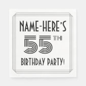 アートデコにインスパイアされた55歳の誕生日パーティー オーダーメイドのお名前入り スタンダードランチョンナプキン (正面)