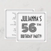 アートデコにインスパイアされた56歳の誕生日パーティー オーダーメイドのお名前入り 招待状 (正面/裏面)