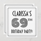 アートデコにインスパイアされた69歳の誕生日パーティー オーダーメイドのお名前入り 招待状 (正面/裏面)