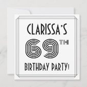 アートデコにインスパイアされた69歳の誕生日パーティー オーダーメイドのお名前入り 招待状 (正面)