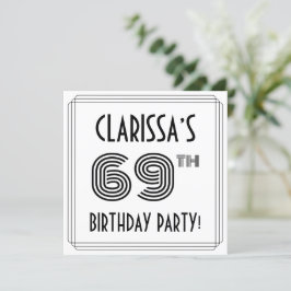アートデコにインスパイアされた69歳の誕生日パーティー オーダーメイドのお名前入り 招待状