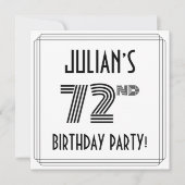 アートデコにインスパイアされた72歳の誕生日パーティー オーダーメイドのお名前入り 招待状 (正面)