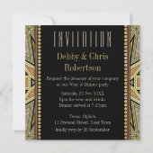 アートデコのゴールドグリッター ディナーパーティー招待状 招待状 (裏面)