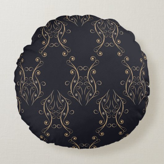 アートデコのシームレスパターン。ヴィンテージ背景 ラウンドクッション (正面)