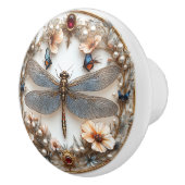 アートデコのトンボ ターコイズ パール 宝石 セラミックノブ (右)