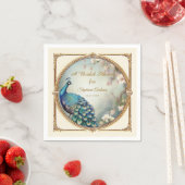 アートデコのペコックエレガントフラワー ブライダルシャワー スタンダードカクテルナプキン (インサイチュ)