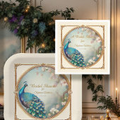 アートデコのペコックエレガントフラワー ブライダルシャワー スタンダードカクテルナプキン