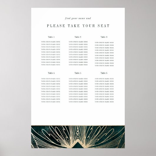 アートデコのポスターEmerald green and 金ゴールド ポスター (正面)