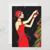 アートデコのレトロヴィンテージクリスマスの情報を追加 招待状 (正面)