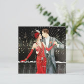 アートデコのレトロヴィンテージクリスマスカップル シーズンカード (スタンド正面)