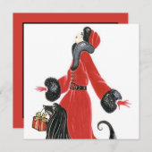 アートデコのレトロヴィンテージクリスマスホリデーカード シーズンカード (正面/裏面)