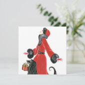 アートデコのレトロヴィンテージクリスマスホリデーカード シーズンカード (スタンド正面)