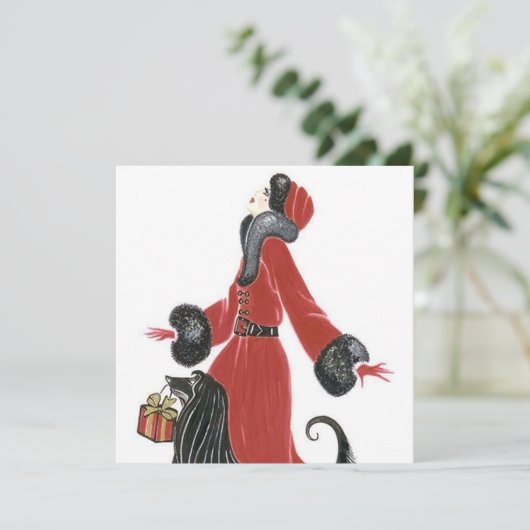 アートデコのレトロヴィンテージクリスマスホリデーカード シーズンカード (スタンド正面)