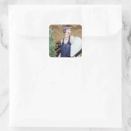 アートデコのレトロヴィンテージクリスマスホリデーレディ スクエアシール (バッグ)