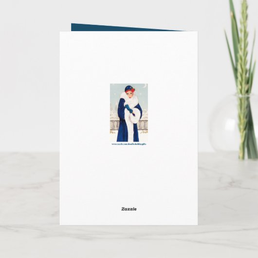 アートデコのレトロヴィンテージクリスマスレディのメッセージを追加 シーズンカード (裏面)