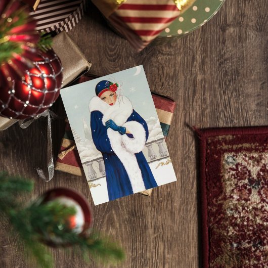アートデコのレトロヴィンテージクリスマスレディのメッセージを追加 シーズンカード