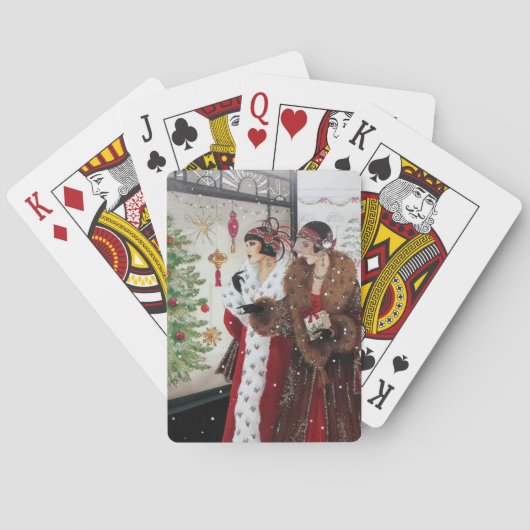 アートデコのレトロヴィンテージクリスマスレディースパーティー トランプ (裏面)