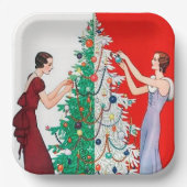 アートデコのレトロヴィンテージクリスマスレディースパーティー ペーパープレート (正面)