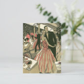 アートデコのヴィンテージ結婚式、新婚夫婦のファーストダンス 案内ポストカード (スタンド正面)