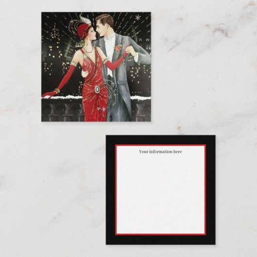 アートデコの古代クリスマスカップル スクエア名刺 (正面/裏面)