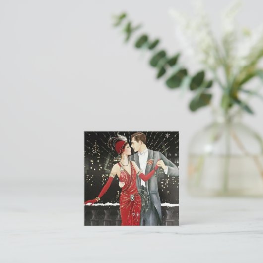 アートデコの古代クリスマスカップル スクエア名刺 (スタンド正面)