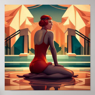 アートデコの女性ポスター ポスター