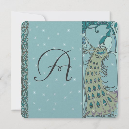 アートデコの孔雀を使ったSave the Date招待状 セーブザデート (裏面)