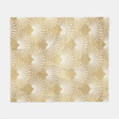 アートデコの幾何学的なパターンを金ゴールドと白で フリースブランケット (正面(横))