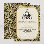 アートデコの建物とゴールドの結婚式　カップルシャワーの招待状 招待状 (正面/裏面)