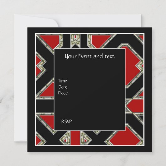 アートデコの招待状 赤 黒 招待状 (裏面)