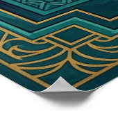 アートデコの横顔ダンサー ゴールド ティール ファン ポスター (角)