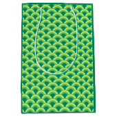 アートデコの波紋パターン - 翡翠緑 ミディアムペーパーバッグ (正面)