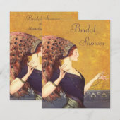 アートデコの美しいペコックをモチーフにしたフラッパー ブライダルシャワーのおしゃれな招待状 招待状 (正面/裏面)