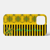 アートデコの花をレトロなスタイルで , お名前を追加 Case-Mate iPhoneケース (裏面 (横))